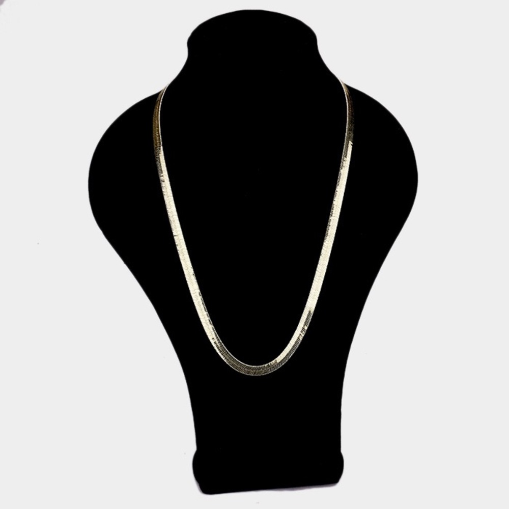 14K Gold Plated Herringbone Chain Metal Necklace
